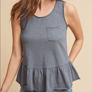 Anthropologie peplum pocket tank in grey
